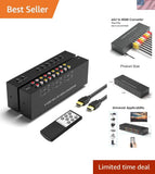 6 Port RCA to HDMI, 1080P/720P 6 Way AV to HDMI Converter Composite CVBS AV S...