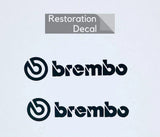 Black Brembo logo stickers, two decals on backing sheet