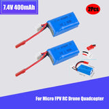 2¡Á 400mAh 2S 7.4V LiPo Battery Pack with JST Plug for Micro FPV Drone Quadcopter