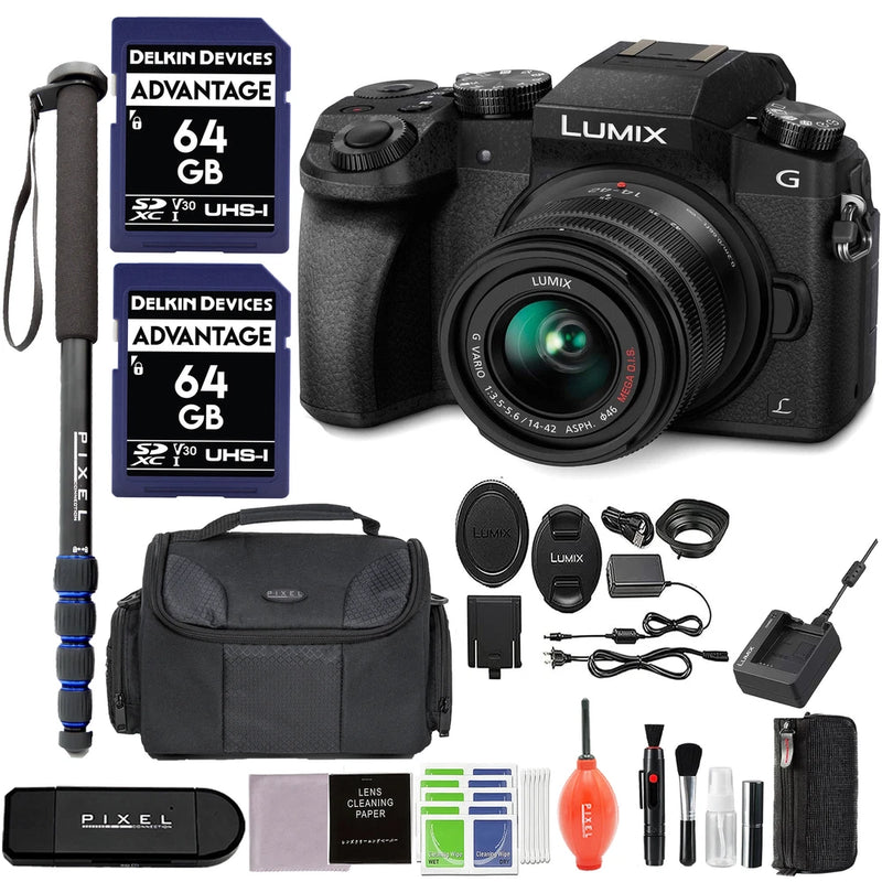 Panasonic LUMIX G7 Digital Camera w/ 14-42mm Mega O.I.S. Lens & Accessory Bundle