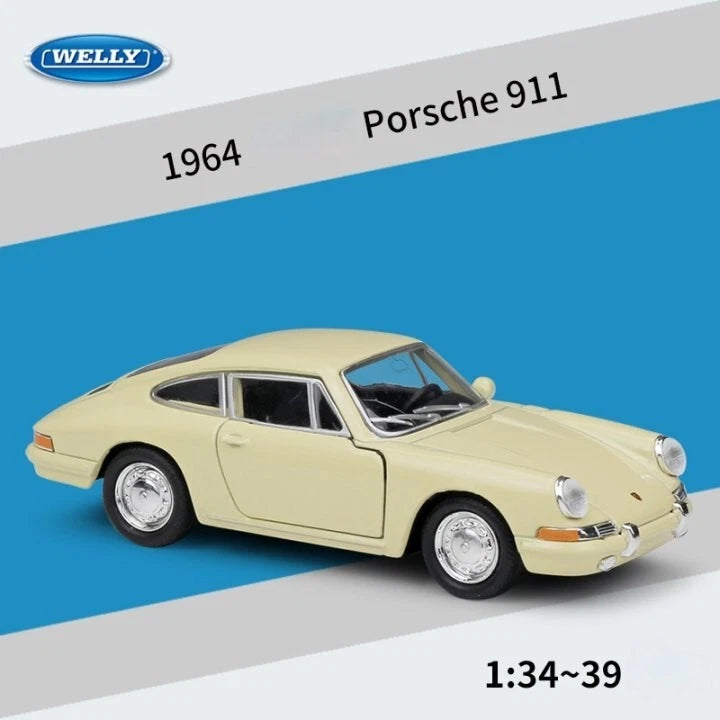 Welly Classic 1:36 Porsche 911 1964 Model Car Pullback Diecast Gift Beige BOX