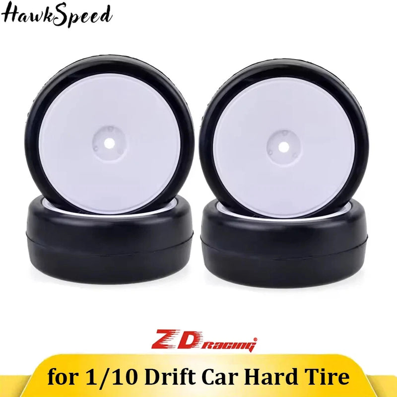 ZD Racing 4pcs 1/10 Rubber Front and Rear Tires White Wheel 12mm Rims for Redcat