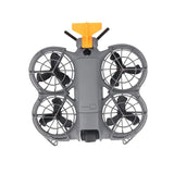 Orange tail fin mount with rear propeller guards for drone