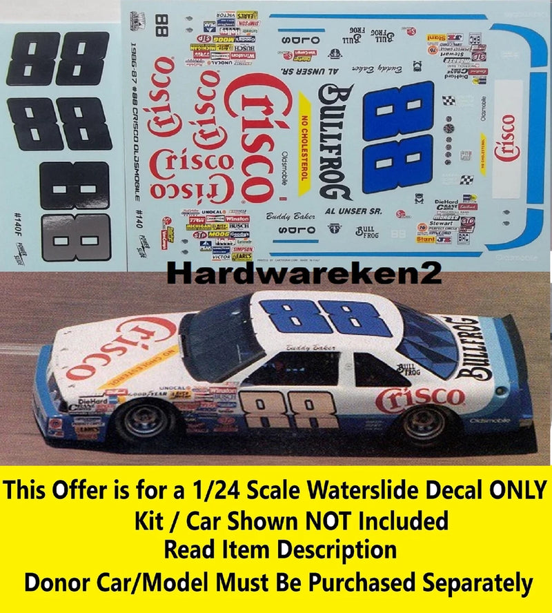 POWERSLIDE #88 CRISCO 1987 OLDSMOBILE BUDDY BAKER - AL UNSER SR. - 1/24 DECAL