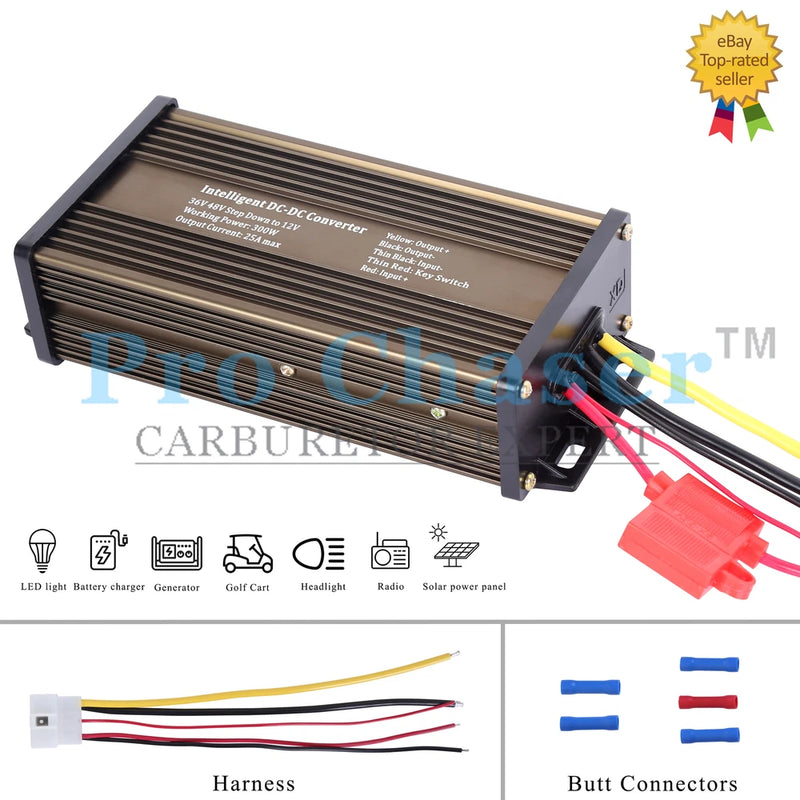 DC-DC Power Reducer for Golf Carts with 36V Battery Reduce to 12V at 25 Amp
