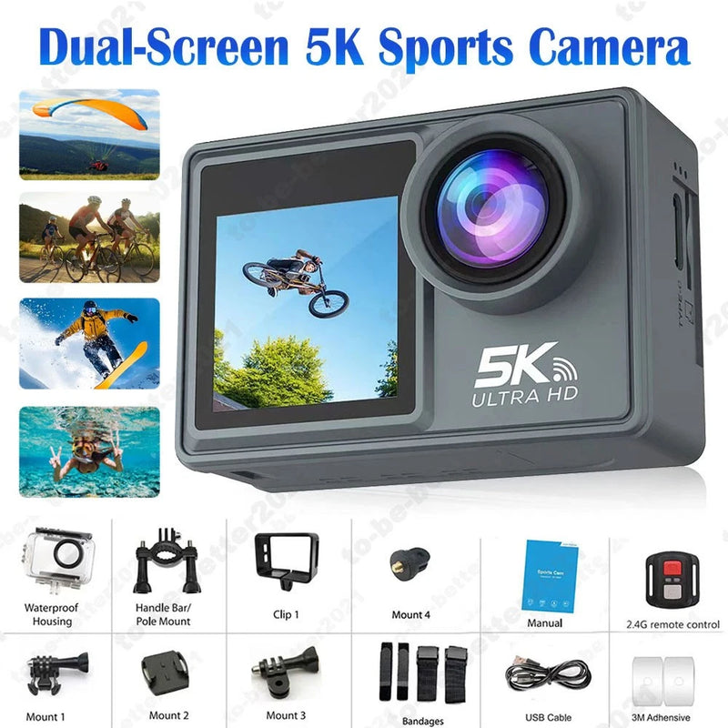 5K Anti-shake WiFi Action Camera Remote Control 40M Waterproof Sport Camcorder
