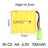 6v 700mah AA NI-CD rechargeable Battery Mini Tamiya plug for RC Electric toy car