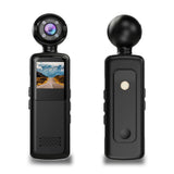 Black handheld action camera with front lens and built-in screen