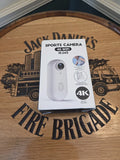White mini action camera retail box with front view camera and 4K WiFi H.265
