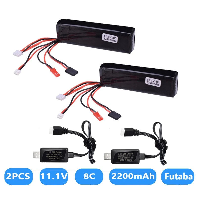 2x 11.1V 2200mAh 8C for RADIOLINK AT9 AT10 WFLY Walkera FLYSKY TH9X Lipo Battery