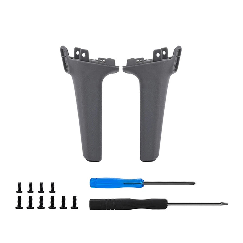 Drone arm stand brackets set with screws and screwdriver, dark gray plastic and metal