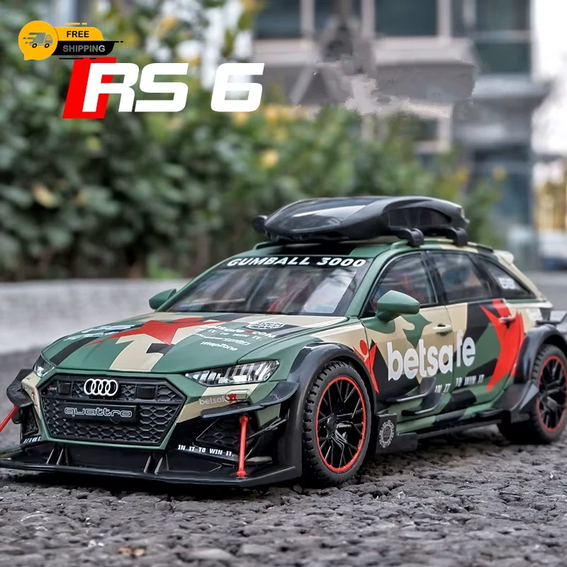 1/24 Audi RS6 Alloy Avant Station Wagon Model Diecasts Sound and Light Kids Gift