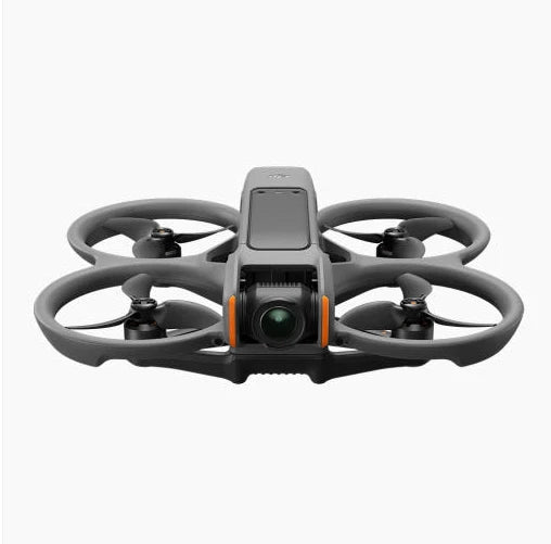 DJI Avata 2 drone with front camera lens and four propellers, gray