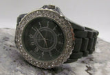 Womens Geneva Watch Quartz Model Crystal Accent Grey RESIN Band New battery Battery
