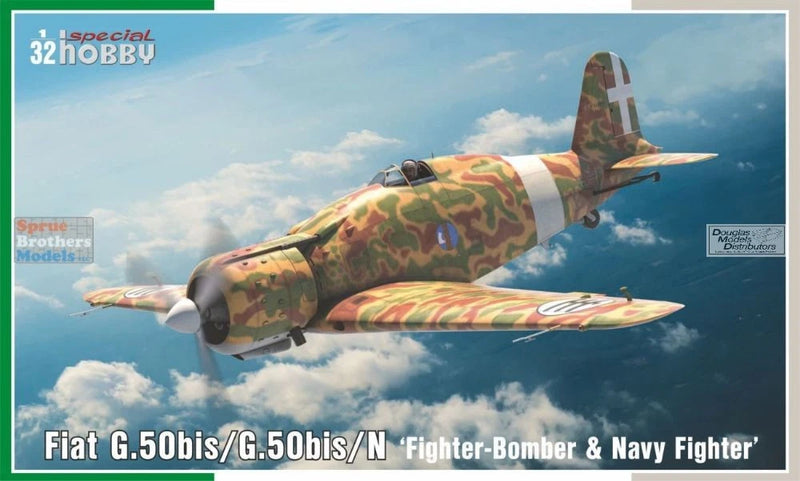 1:32 scale Fiat G.50bis fighter-bomber model with camo olive and tan paint