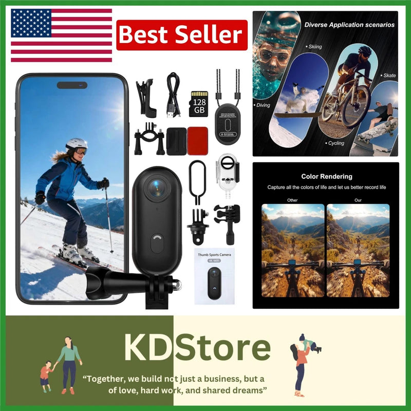 4K Waterproof Sports Camera 128GB Action Cam Tiny Waterproof POV Bike Swim
