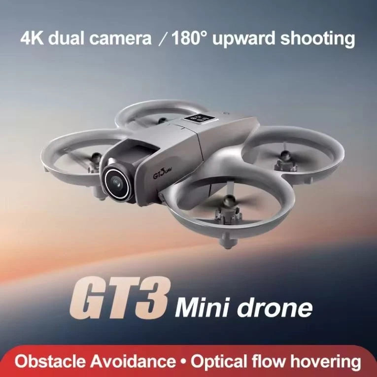 Mini quadcopter drone with dual camera, gray body