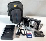 Panasonic Lumix DMC-ZR3 Black Digital Camera 14.1 MP Charger Battery Card Case