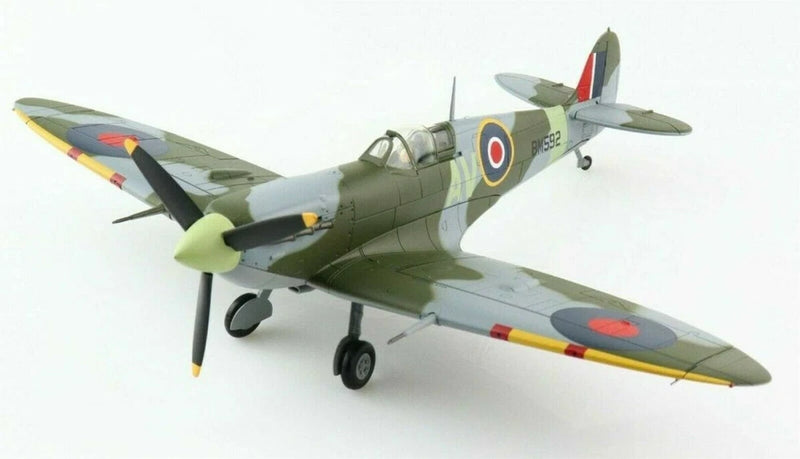 1:48 scale Spitfire Mk Vb model aircraft, olive green with red roundels and landing gear