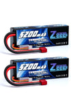 Zeee 7.4V Lipo Battery 2S 50C 5200mAh Lipos Hard Case with T Connector 2pk