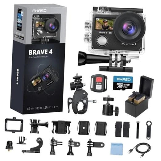 Brave 4 Action Camera 4K 30fps with 64GB MicroSD U3 Card With 64GB U3 Card