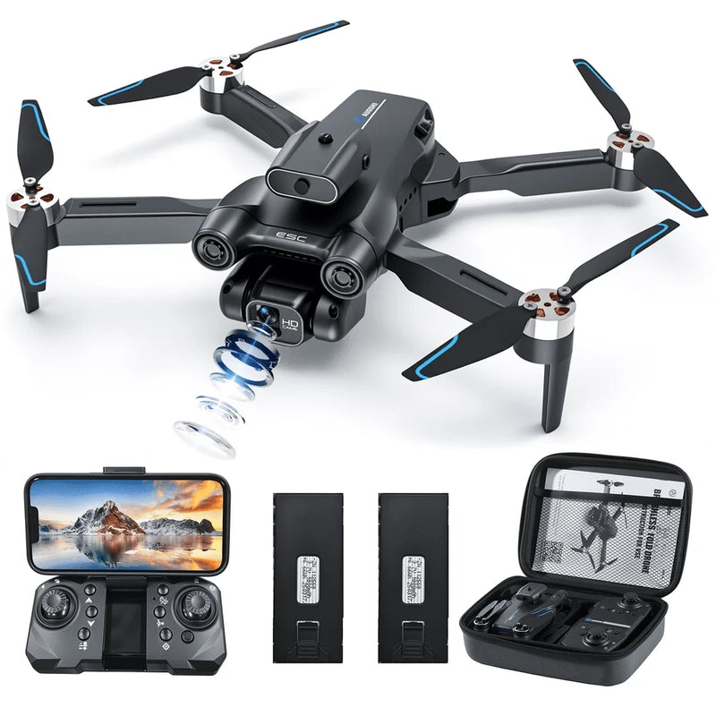 4K Drone Dual Camera & Brushless Motor, 2 Batteries,  Quadcopter Carrying Case