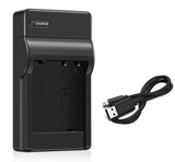 Black battery charger with charging light and USB cable