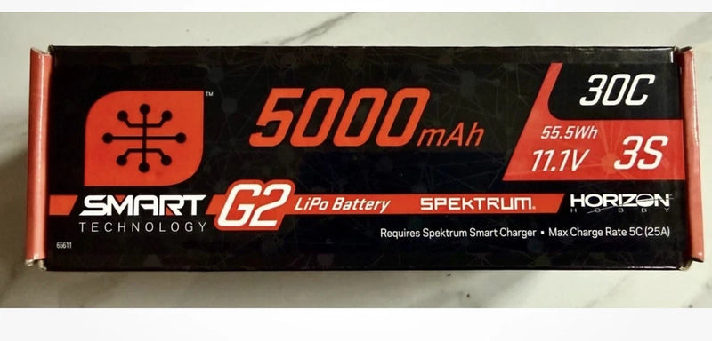 Spektrum SPMX 5000mAh 3S 11.1V 30C Smart G2 LiPo Battery IC5 Connector  Unused Battery
