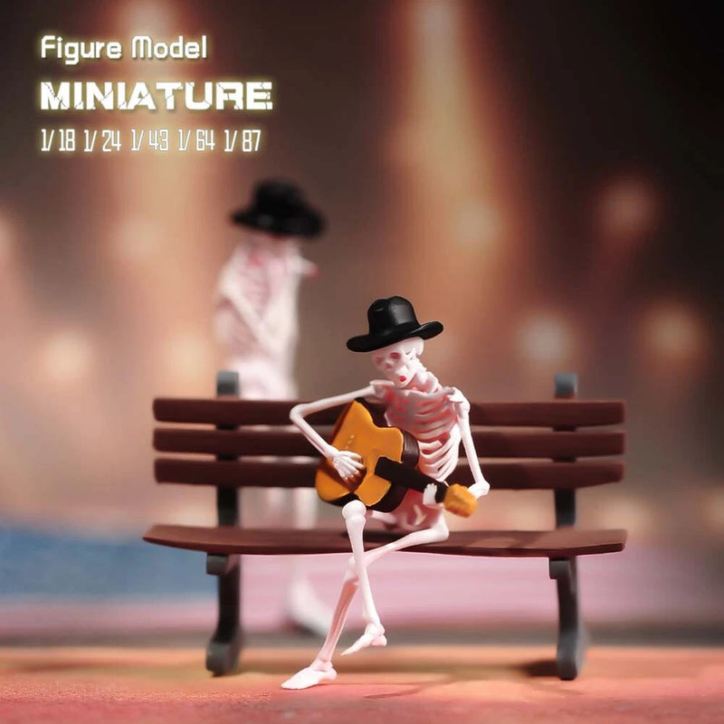 1/18 1/24 1/43 1/64 1/87 Miniature Playing Guitar Skeleton Man Scene Figure