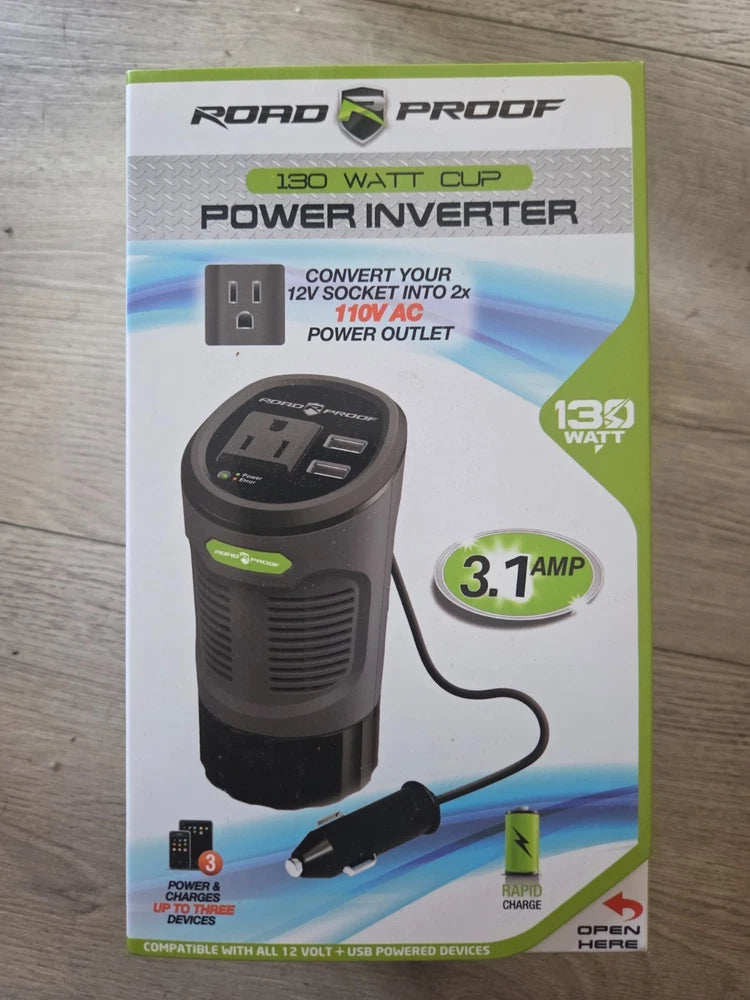 Car power inverter for cup holder