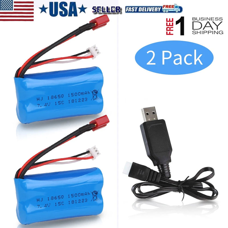 2PC Lipo Battery 7.4V 1500mAh 15C for WLtoys 4WD Rc Cars 12403 12401 12402 12404