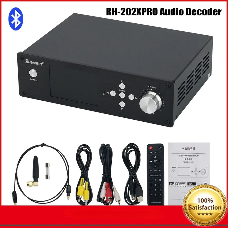 RH-202XPRO Audio Decoder Bluetooth 2xES9038Q2M DAC Support USB-PC Input New
