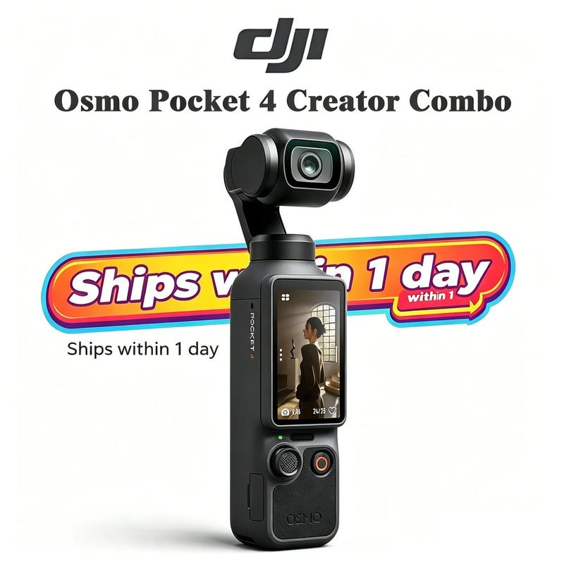 Osmo Pocket 4 Creator Combo handheld gimbal camera with touchscreen display, black