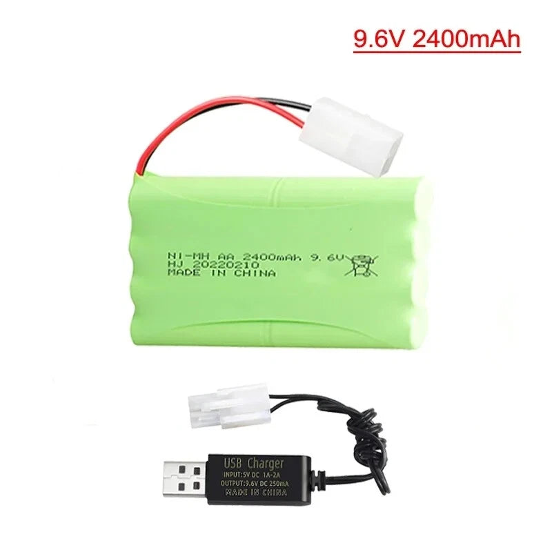 1 Pack 9.6v 2400mAh Ni-MH Rechargeable Battery Pack KET 2P Plug for RC Car Truck