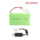 1 Pack 9.6v 2400mAh Ni-MH Rechargeable Battery Pack KET 2P Plug for RC Car Truck