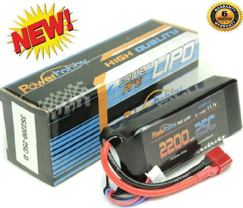 2200mAh 3S 11.1V 25C LiPo Battery Deans Plug Powerhobby PHB3S220025DEANS Battery