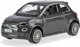 Fiat 500e 1:43 replica hatchback model, gun grey with black alloy wheels