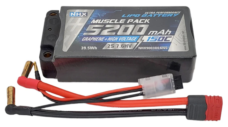 NHX 2S 7.6V 5200mAh 150C Graphene Shorty LiPo-HV Battery Deans Battery