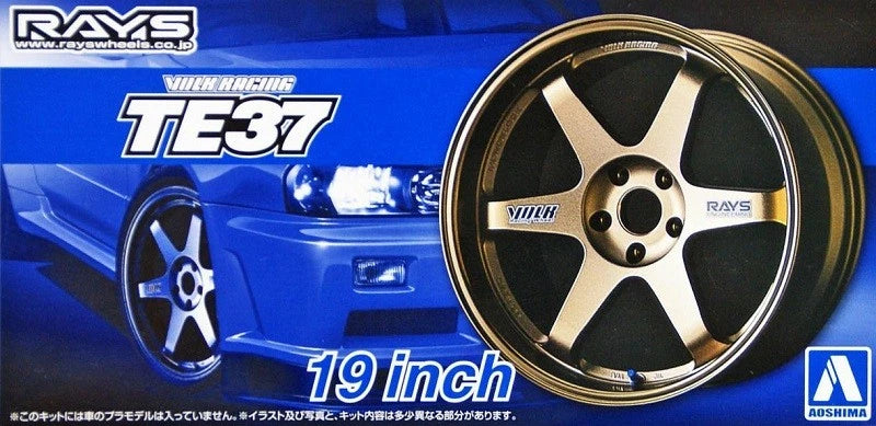 Aoshima 1/24 Model Car Tuned Parts(57) Volk Racing TE37 19"inch Wheel&Tire Set
