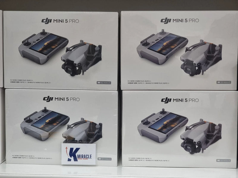 DJI Mini 5 Pro Fly More Combo Plus package with drone and remote controller in box