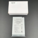 Rechargeable Li-ion battery pack in white tray, label side facing up