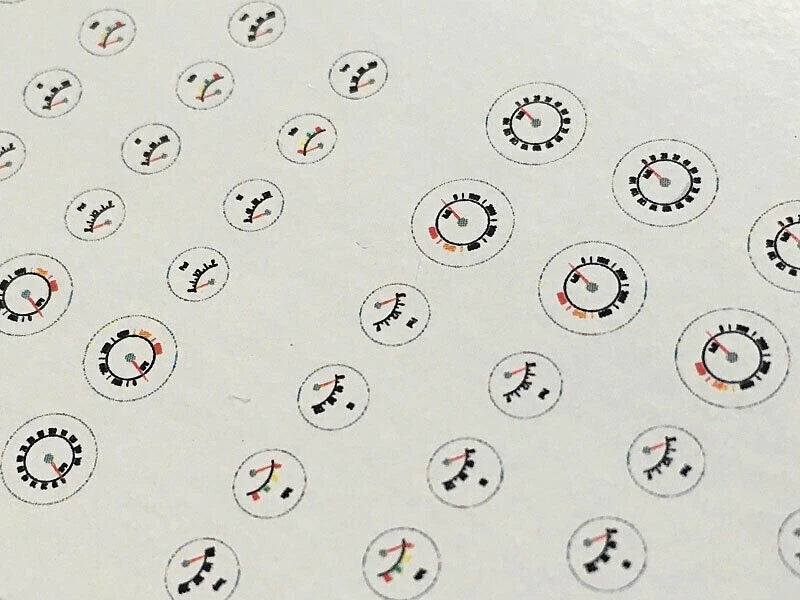 Standard Round White Gauge Face Decals for Scale Model Cars
