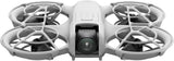 Compact quadcopter drone with front camera and four propellers