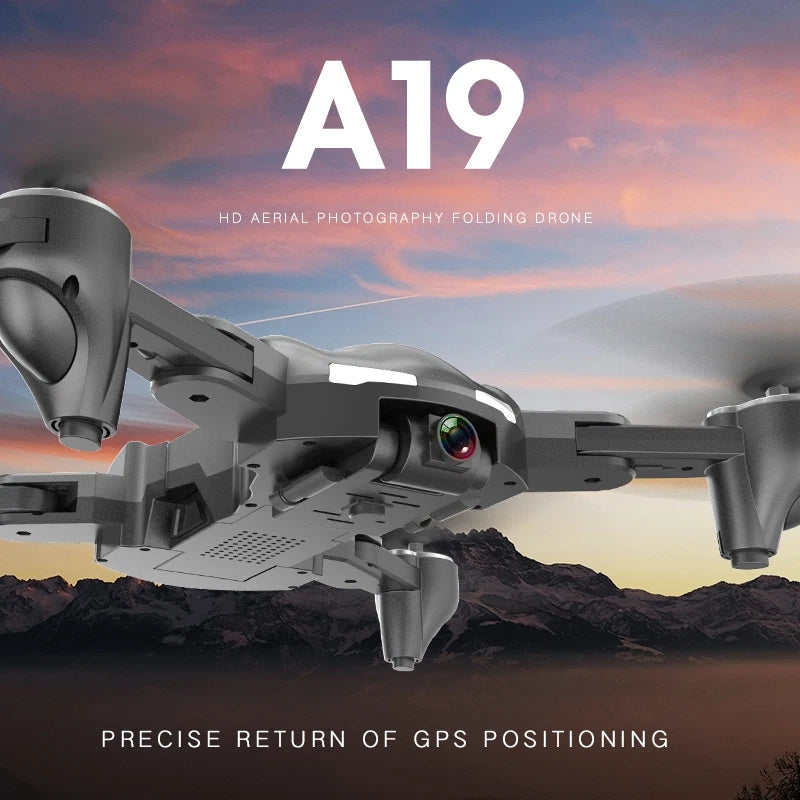 Gray four-axis GPS drone with front camera and foldable arms, for HD aerial photos
