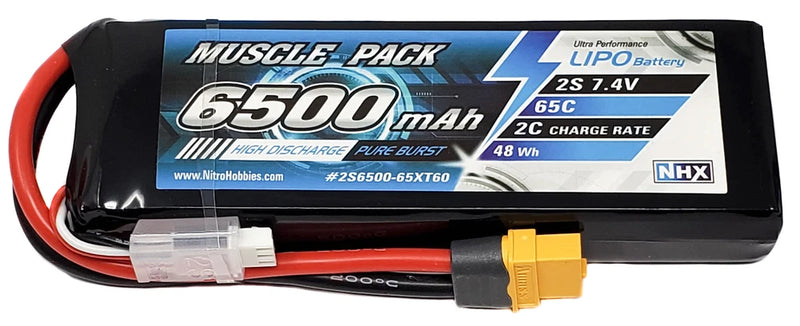 NHX Muscle Pack 2S 7.4V 6500mAh 65C Lipo Battery w/ XT60 Connector Battery