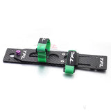 RC carbon-fiber battery mounting board with adjustable green strap holders