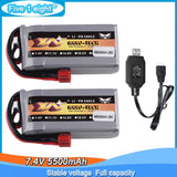 7.4V 5500mAh 25C Lipo Battery For Wltoys 12428 12429 12423 RC Car feiyue 03 Q39