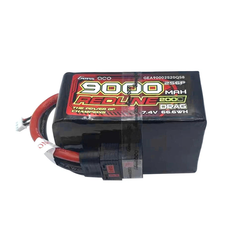 Gens ace Lipo Redline Drag Race 9000mAh 7.4V 200C 2S6P QS8 Plug GEA90002S20QS8 Battery