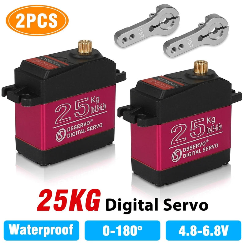 2Pcs 25KG Waterproof Digital Servo Metal Gear High Torque Speed for RC Car Boat