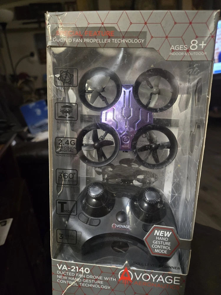 Ducted fan drone with hand gesture control in retail packaging